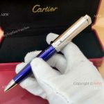 New Cartier Santos-Dumont Blue and Silver Ballpoint pen AAA Replica_th.jpg